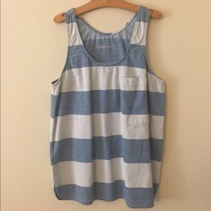 Gap stripe chambray denim loose tank top