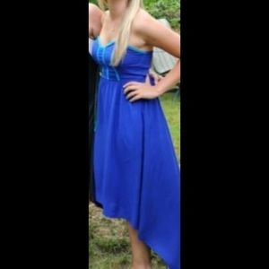 Blue strapless dress