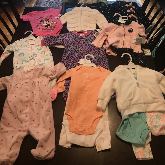 9 piece 0-3 month girl outfit bundle