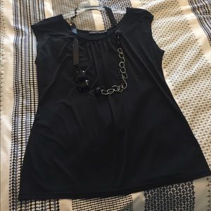 Black top with built-in necklace!