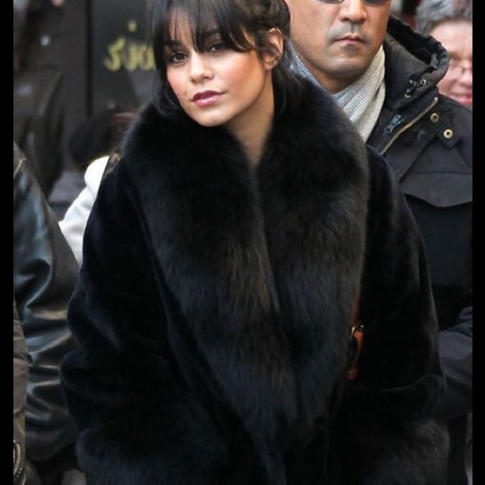 Vintage Black Faux Fur Coat
