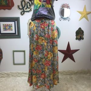 LIZSPORT Vintage 90's Floral Button up Midi Skirt