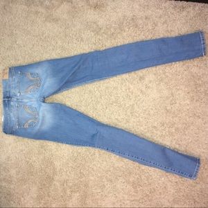 Medium wash, super skinny Hollister jeans