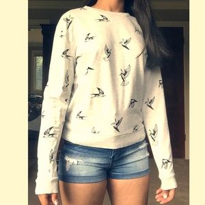Light Grey Bird Printed Top -- H&M