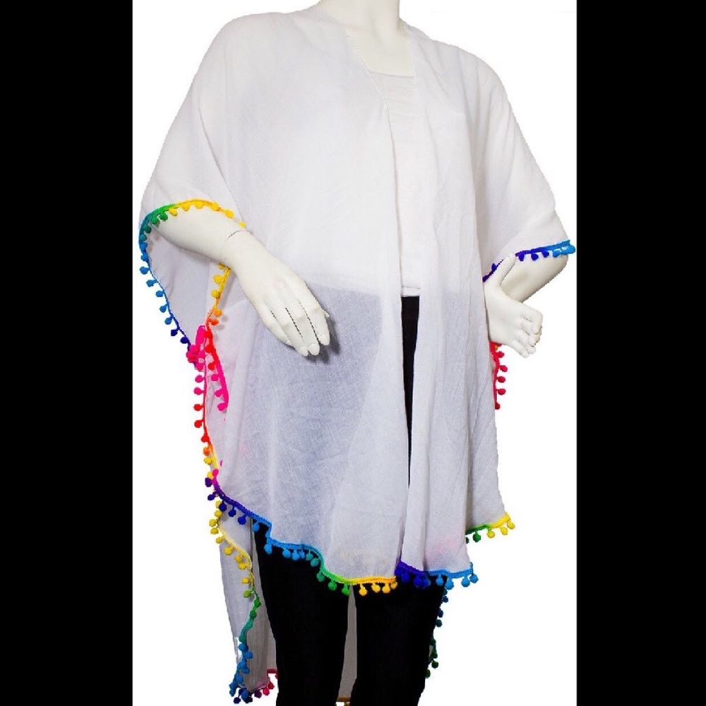 JUST JAMIE multicolored Pom Pom kimono. Never worn