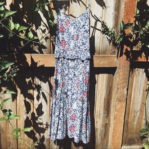 Blue floral empire waist maxi dress