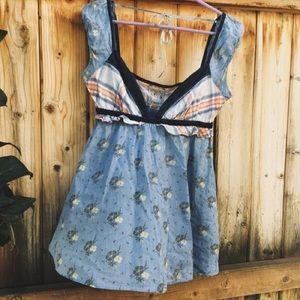 Unique plaid and floral free people blouse