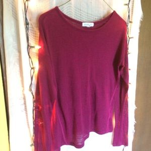 Fine Knit Sweater Long Sleeve Maroon