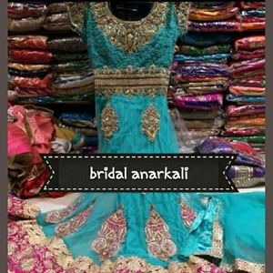 teal magenta bridal anarkali