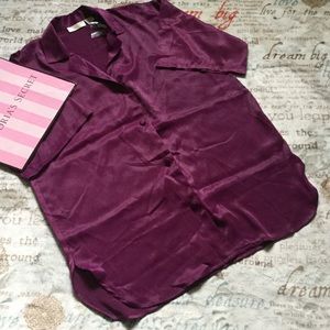 💠VINTAGE💠🆕 Plum Purple Satin Sleep Shirt 💟💜