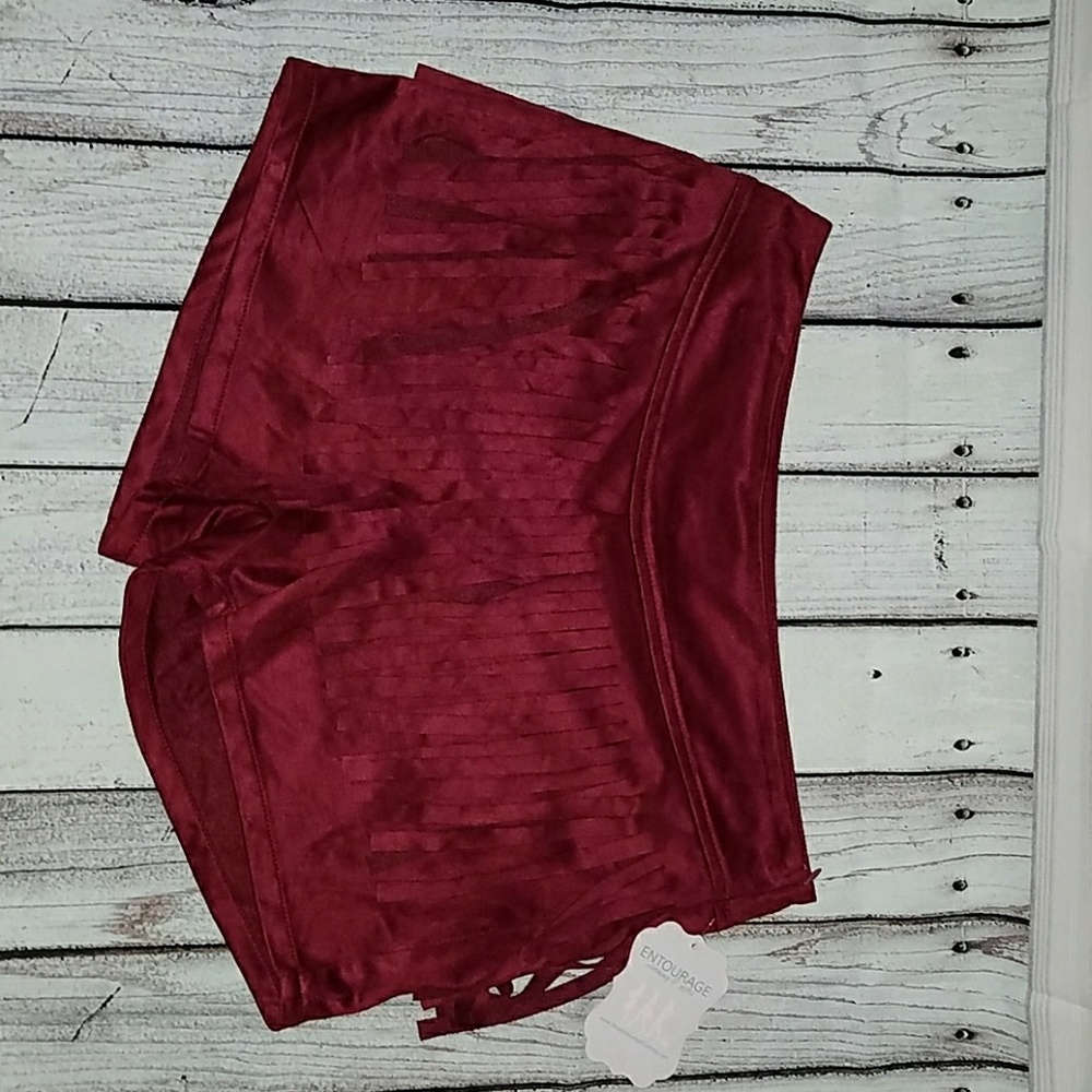 Burgundy fringe shorts! BNWT