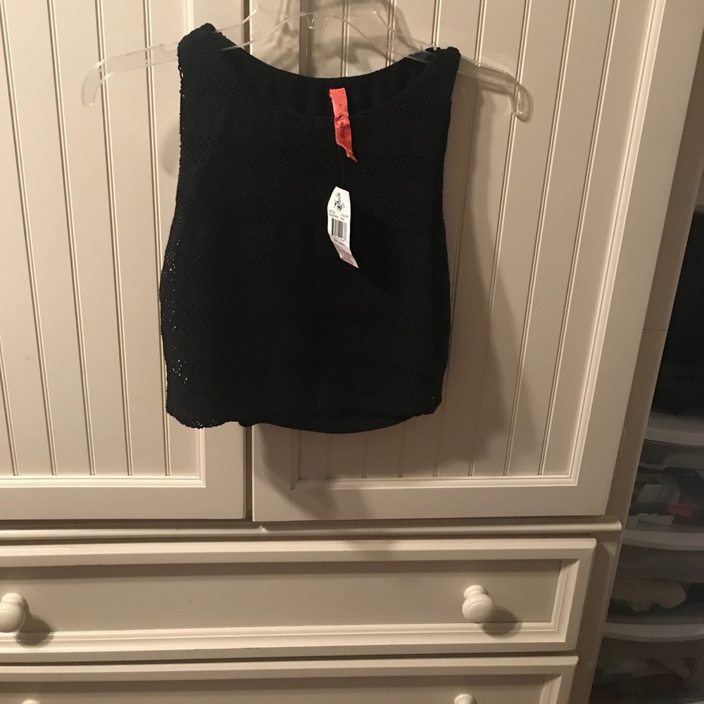 Black lace crop top