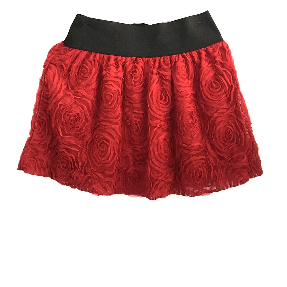 Burgundy Floral lace skirt