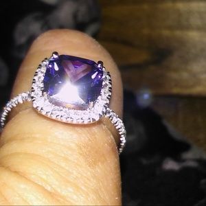 Sterling Silver Cushion Cut  CZ Ring     SIZE  8