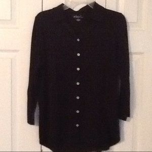 Black knit button down blouse size  L