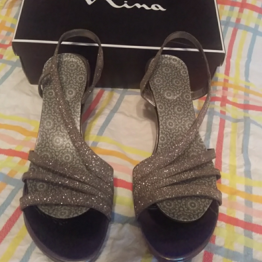 Sparkly silver Sling back heels
