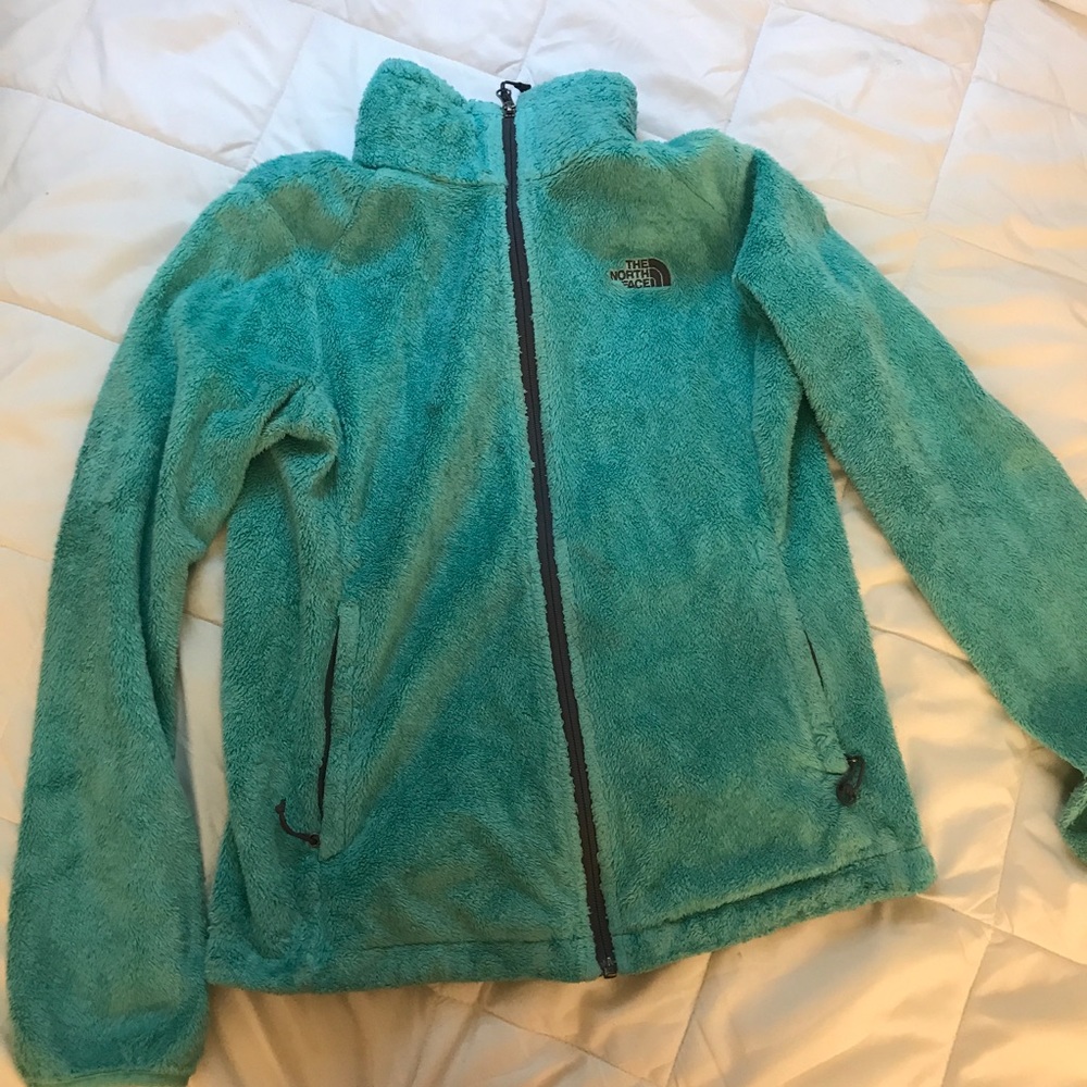 Teal Blue Fuzzy North Face