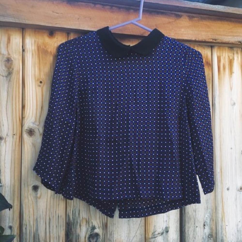 3/4 length sleeve collar blouse