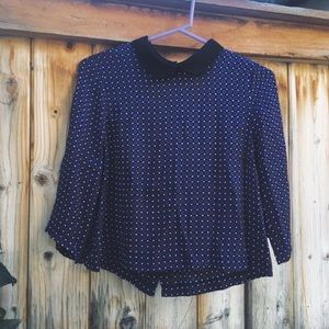 3/4 length sleeve collar blouse