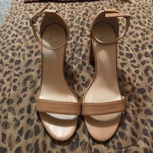 Nude strappy block heels