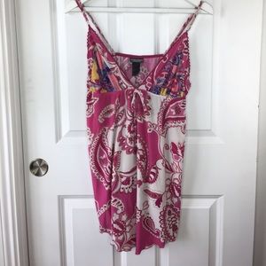 Bisou Bisou Intimates Boho Print Babydoll Sleep Dress High Low Hem L