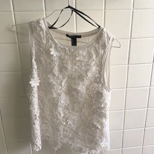 White top with flower lace detail