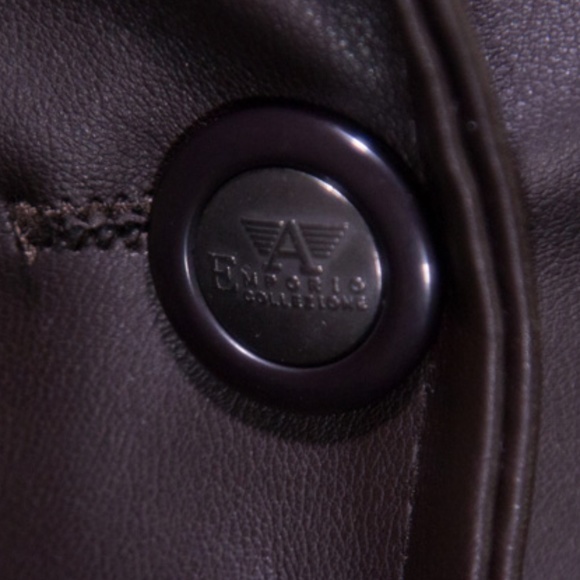 AE Emporio Dark Brown  Vegan Leather Jacket Small - Picture 2 of 6