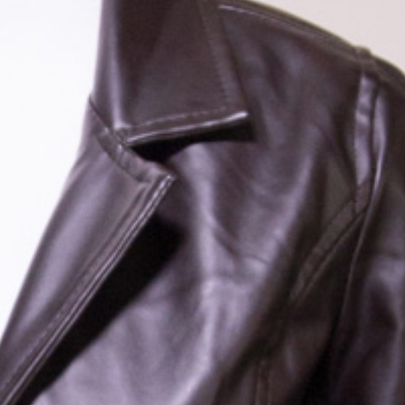 AE Emporio Dark Brown  Vegan Leather Jacket Small - Picture 3 of 6