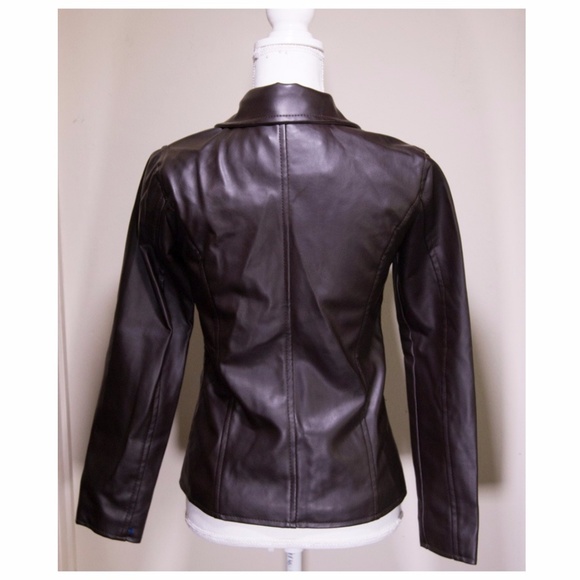 AE Emporio Dark Brown  Vegan Leather Jacket Small - Picture 5 of 6