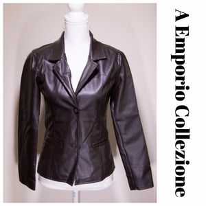 AE Emporio Dark Brown  Vegan Leather Jacket Small