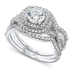 Sterling silver 925 wedding sets prong engagement