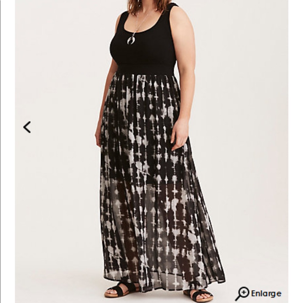 Tye dye chiffon skirt knit top maxi dress