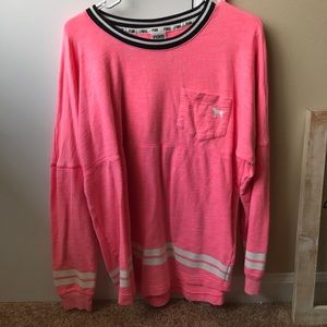 Pink crew neck long sleeve top