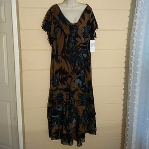 Blue and brown plus size dress