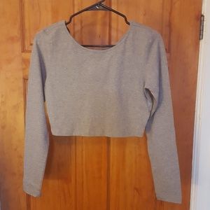 NWOT Heather Grey Knit Long Sleeve Crop Top