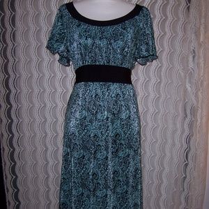 Guilia Micro Pleated Dress Paisley Black Green 14