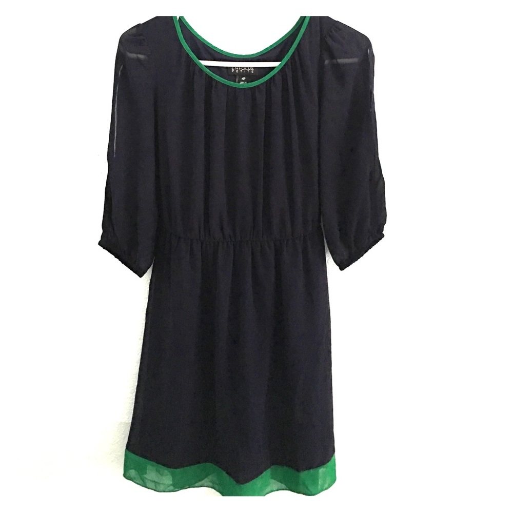 deep blue with green lining dress