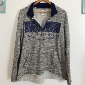 Victoria Secret Pink Grey and Blue 1/2 zip