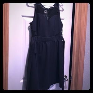 Navy blue with lace midi dress size large monteau