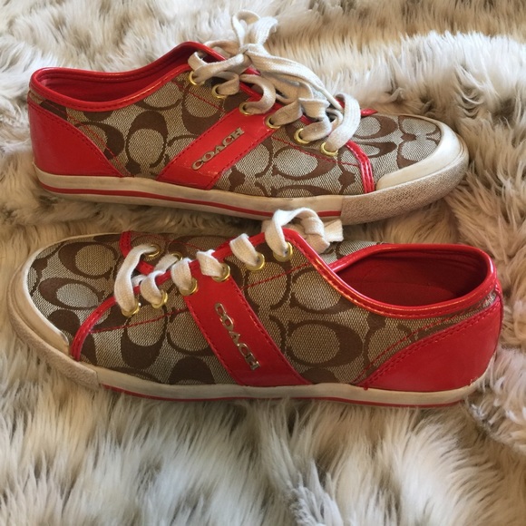 Coach Shoes - Red Coach Sneakers Size 7