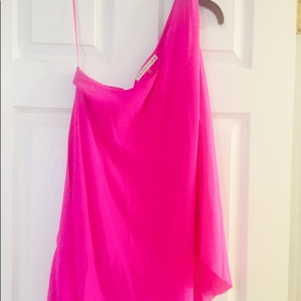 Trina Turk Silk One Shoulder Top