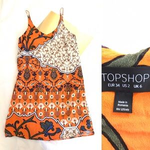 TOPSHOP Spaghetti Strap Dress Bright Orange Size 2
