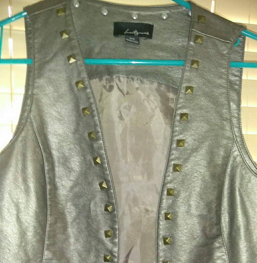 Gold leather look vest
