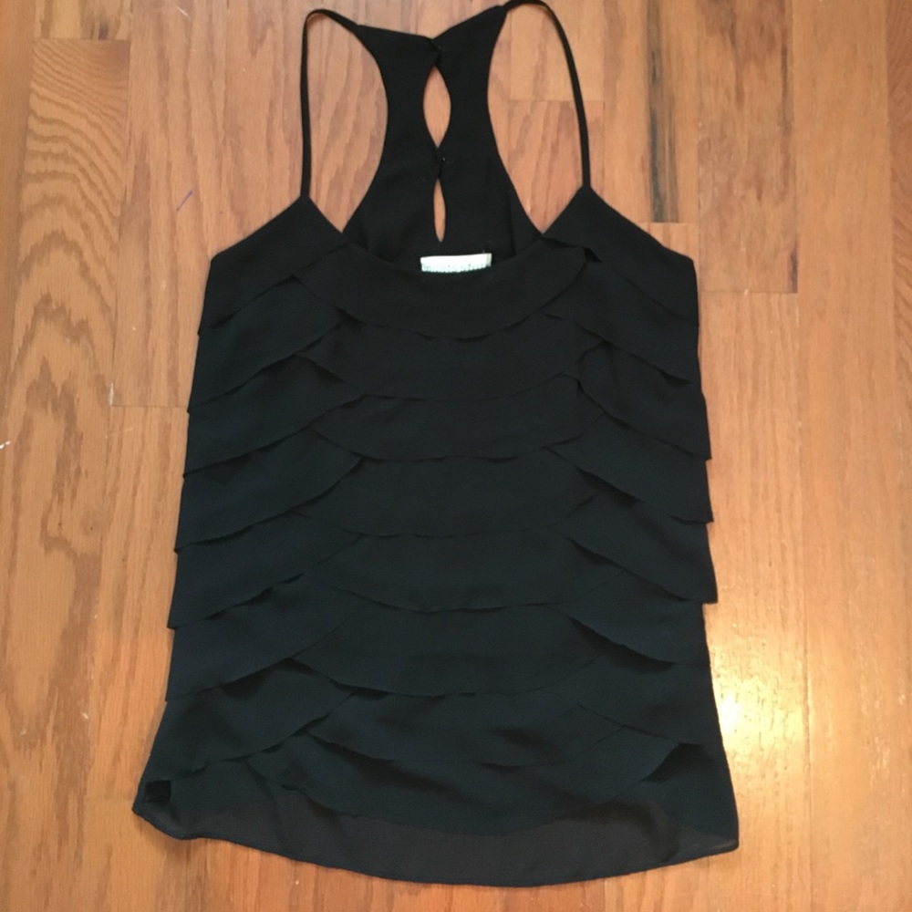 Black Chiffon Tiered Tank