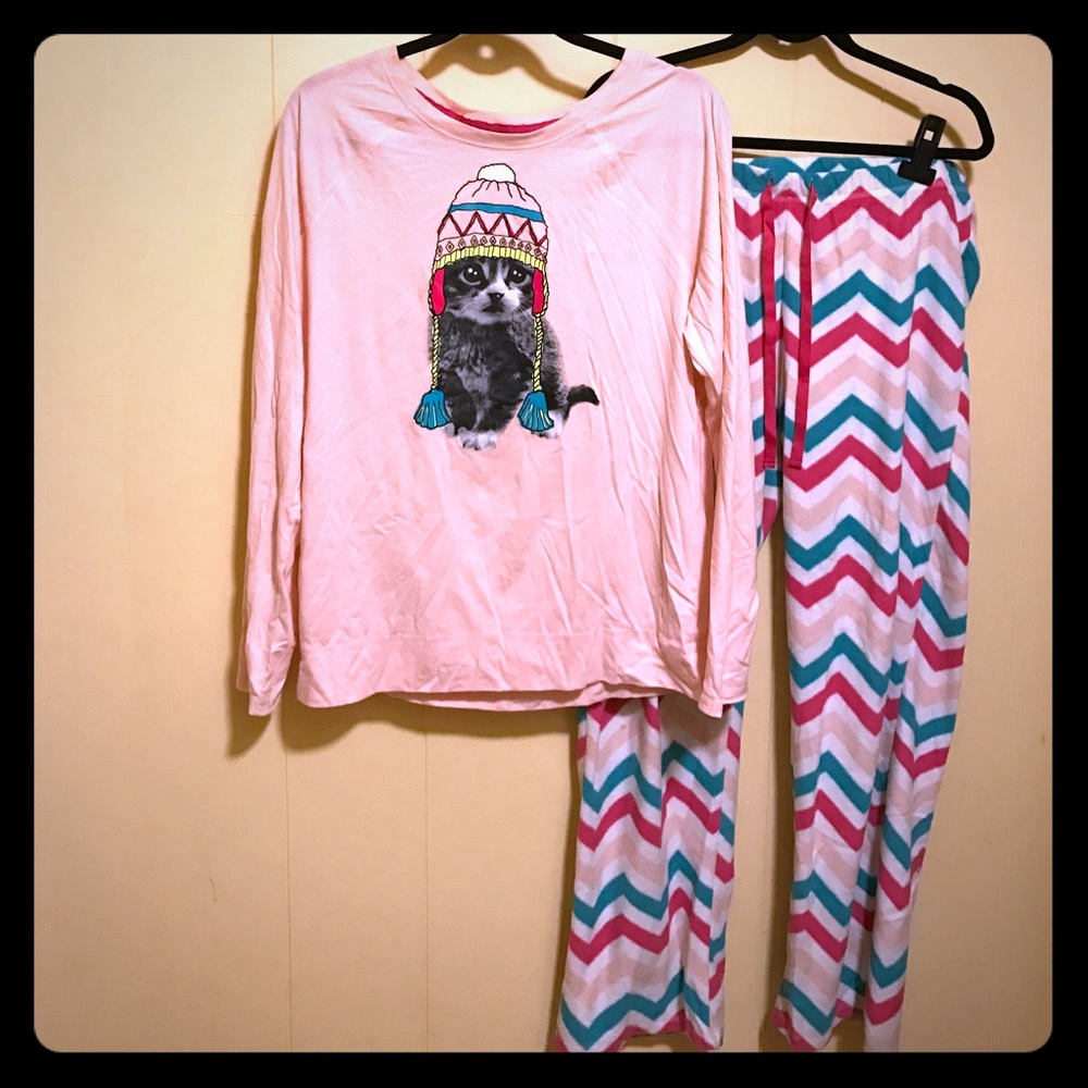 Pink kitten pajama set 🐱