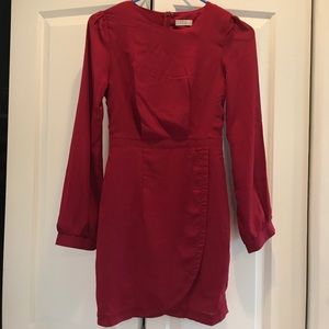 Long sleeved red cocktail dress