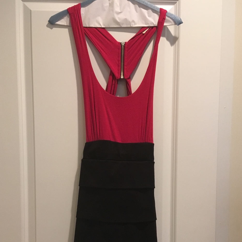Red & black color block dress
