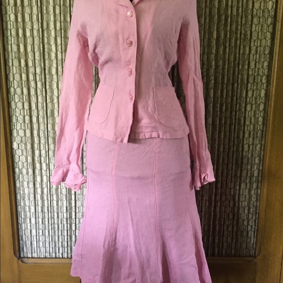 Pink Linen Dress 🌸 Jacket & Skirt - Picture 3 of 8