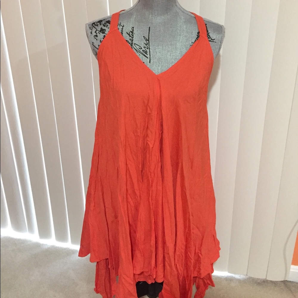 Coral Linen Dress