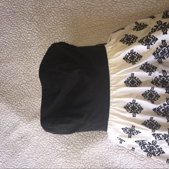 Strapless Embroidered Black & White Dress - Picture 2 of 4
